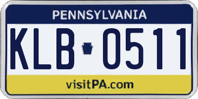 PA license plate KLB0511