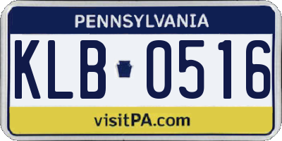PA license plate KLB0516