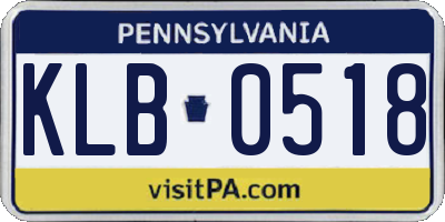 PA license plate KLB0518