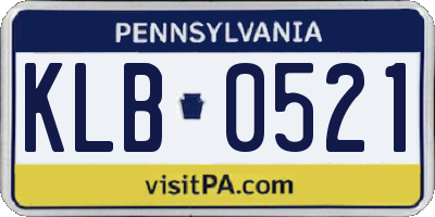 PA license plate KLB0521