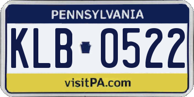 PA license plate KLB0522
