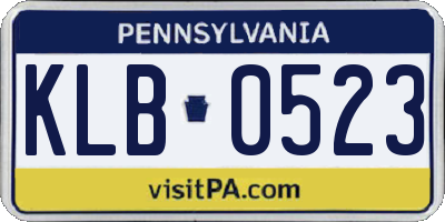 PA license plate KLB0523
