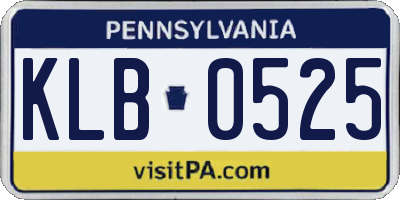 PA license plate KLB0525