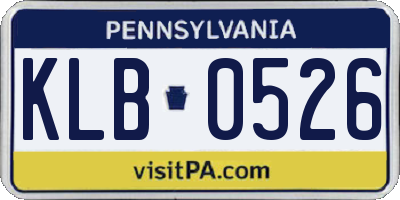 PA license plate KLB0526