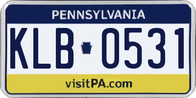 PA license plate KLB0531