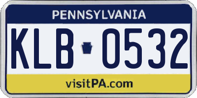 PA license plate KLB0532