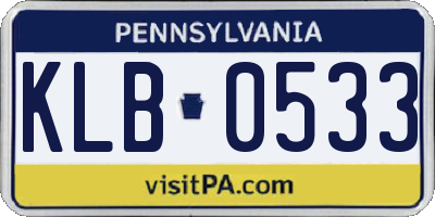 PA license plate KLB0533