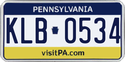 PA license plate KLB0534