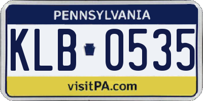 PA license plate KLB0535