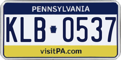 PA license plate KLB0537