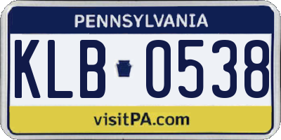 PA license plate KLB0538