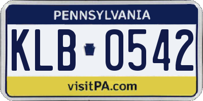 PA license plate KLB0542