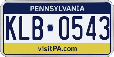 PA license plate KLB0543