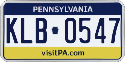 PA license plate KLB0547