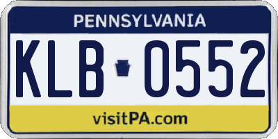 PA license plate KLB0552