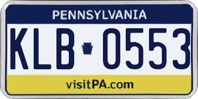 PA license plate KLB0553