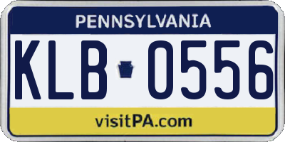 PA license plate KLB0556