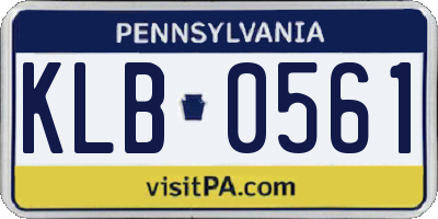 PA license plate KLB0561