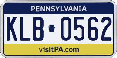 PA license plate KLB0562