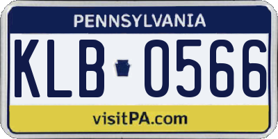PA license plate KLB0566