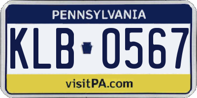 PA license plate KLB0567