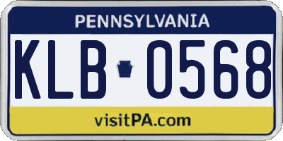PA license plate KLB0568