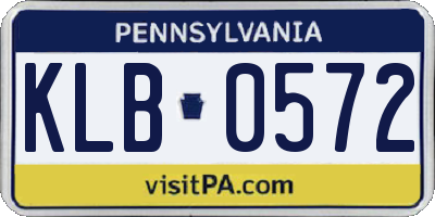 PA license plate KLB0572