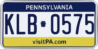PA license plate KLB0575
