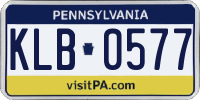 PA license plate KLB0577