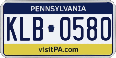 PA license plate KLB0580