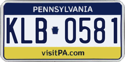 PA license plate KLB0581