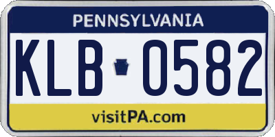 PA license plate KLB0582