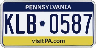 PA license plate KLB0587