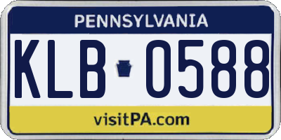 PA license plate KLB0588