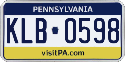 PA license plate KLB0598