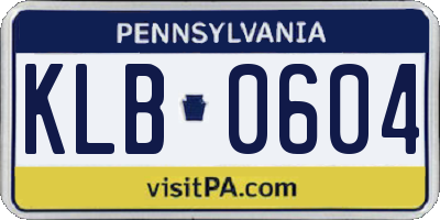 PA license plate KLB0604