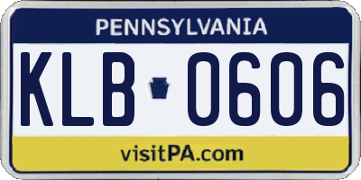 PA license plate KLB0606