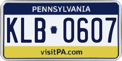 PA license plate KLB0607