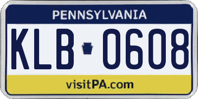 PA license plate KLB0608