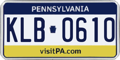 PA license plate KLB0610