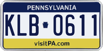 PA license plate KLB0611
