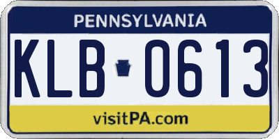 PA license plate KLB0613