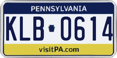 PA license plate KLB0614
