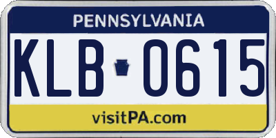 PA license plate KLB0615