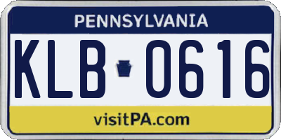 PA license plate KLB0616