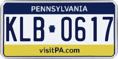 PA license plate KLB0617