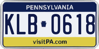 PA license plate KLB0618