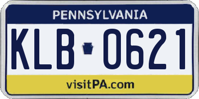 PA license plate KLB0621