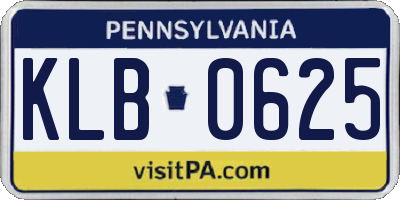 PA license plate KLB0625