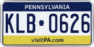 PA license plate KLB0626
